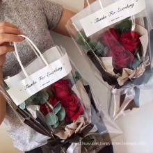 Transparent plastic tote bag packing bag rose flower bouquet gift pouch packing bag